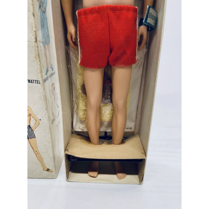 Vintage Flocked Ken Doll With Brunette Hair 1