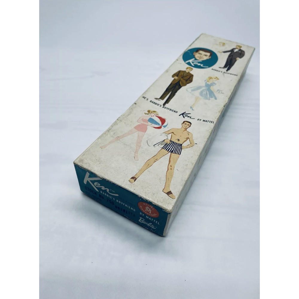 Vintage Flocked Ken Doll With Brunette Hair 9