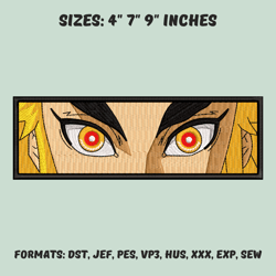 rengoku embroidery design file, kimetsu no yaiba anime embroidery design, demon slayer design, machine embroidery design