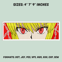 kurapika embroidery design file, hunter x hunter anime embroidery design, anime pes design, machine embroidery design