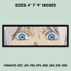 satoru gojo embroidery design file, jujutsu kaisen anime embroidery design, anime pes design, machine embroidery design