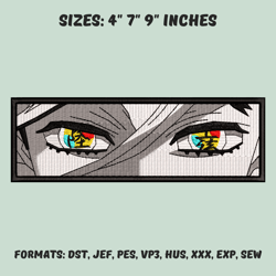 douma eyes embroidery design file, demon slayer anime embroidery design, anime pes design, machine embroidery design
