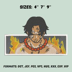 ace embroidery design file, one piece anime embroidery design, anime pes design, machine embroidery design
