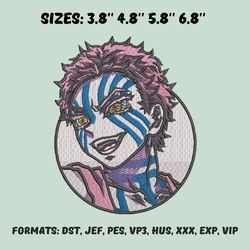 akaza embroidery design file, demon slayer anime embroidery design, anime pes design, machine embroidery design