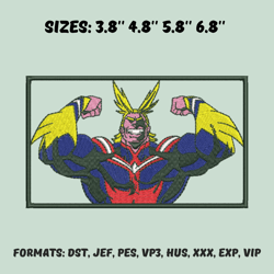 All Might Embroidery Design file, My Hero Academia Anime Embroidery Design, Anime Pes design, Machine Embroidery Design