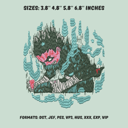 rock lee embroidery design file, naruto anime embroidery design, anime pes design, machine embroidery