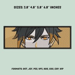 zhongli embroidery design file, genshin impact embroidery design, anime pes design, machine embroidery