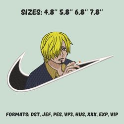 sanji embroidery design file, one piece anime embroidery design, anime pes design, machine embroidery