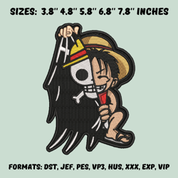 Monkey D Luffy Embroidery Design file, One Piece Anime Embroidery Design, Anime Pes design, Machine Embroidery