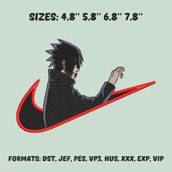 uchiha sasuke embroidery design file, naruto anime embroidery design, anime pes design, machine embroidery