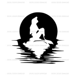 disney world little mermaid ariel sitting under the sunset svg