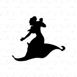 Disney Aladdin Riding On Flying Carpet Silhouette SVG