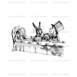 the mad hatter tea party alice in wonderland svg