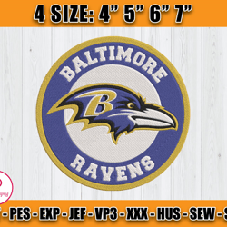 Ravens Embroidery, NFL Ravens Embroidery, NFL Machine Embroidery Digital, 4 sizes Machine Emb Files -11 & Kreinces