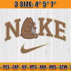 nike x grizz bear embroidery, we bare bears character embroidery, cartoon character embroidery