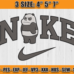 nike x panda bear embroidery, we bare bears character embroidery, nike cartoon embroidery