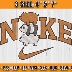 nike x we bare bears embroidery, nike x we bare bears, cartoon embroidery