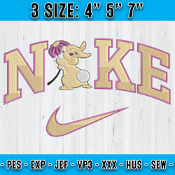 nike miss bunny embroidery, bambi cartoon embroidery, disney characters embroidery