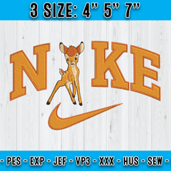 nike bambi embroidery, bambi embroidery file, cartoon inspired embroidery