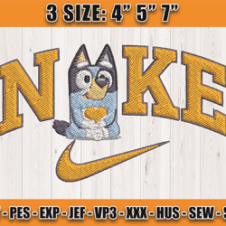 nike x cute bluey embroidery, cartoon embroidery file, machine embroidery pattern