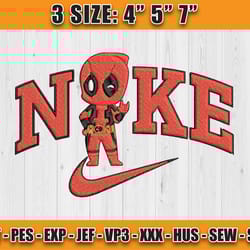 nike spiderman embroidery design, deadpool embroidery file, cartoon embroidery