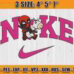 nike deadpool unicorn machine embroidery pattern, cartoon embroidery design