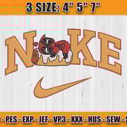 nike deadpool love embroidery design, cartoon machine embroidery pattern
