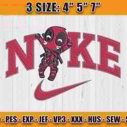 nike deadpool embroidery design, character cartoon machine embroidery pattern