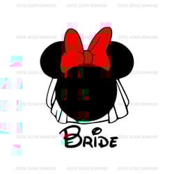 bride minnie mouse red bow disney wedding svg
