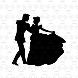 disney prince charming and princess cinderella dancing silhouette