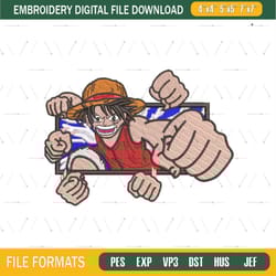 anime embroidery pattern luffy multi punch
