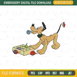 pluto dog christmas light embroidery png