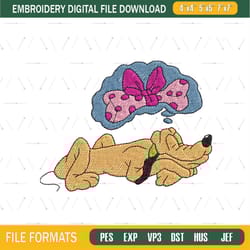 sleeping pluto dog embroidery design png