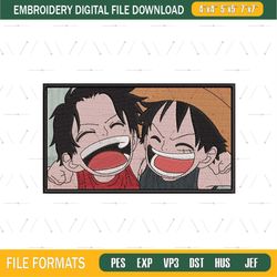 one piece ace and luffy anime embroidery file png