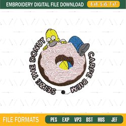 homer simpsons seize the donut embroidery png