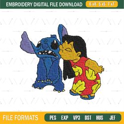 lilo kissing stitch embroidery png