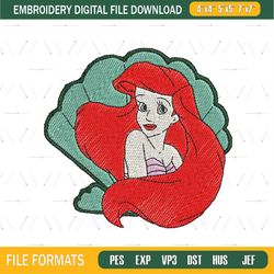 little mermaid princess ariel embroidery