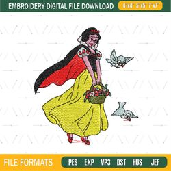 snow white and birds embroidery