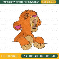 asleep lion king simba embroidery