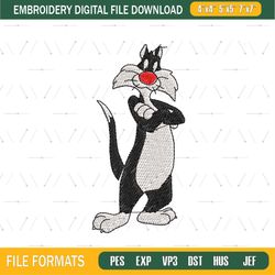 sylvester the tuxedo cat embroidery