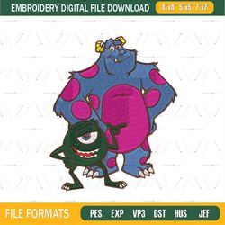 monster inc mike and sulley embroidery