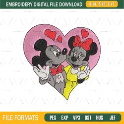 Mickey Minnie Mouse Love Heart Embroidery Design