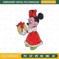 Minnie Princess Christmas Gift Embroidery Png