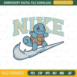 Nike Squirtle Embroidery Designs, Pokemon Embroidery Design File ,Nike Embroidery Design Png