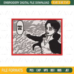 Eren Yeager Anime AOT End Of An Era Embroidery File png
