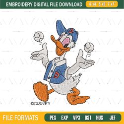 Baseball Player Donald Duck Embroidery