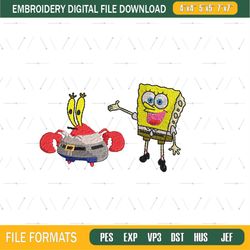 mr. krabs and spongebob embroidery