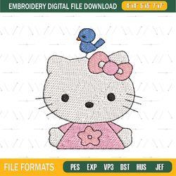 Hello Kitty and The Bird Embroidery png