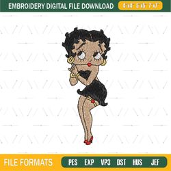 Betty Boop Wear Black Dress Shyly Embroidery File