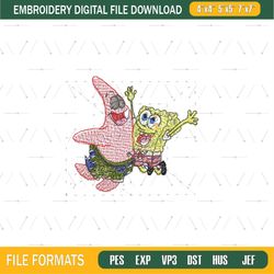 patrick star and spongebob embroidery
